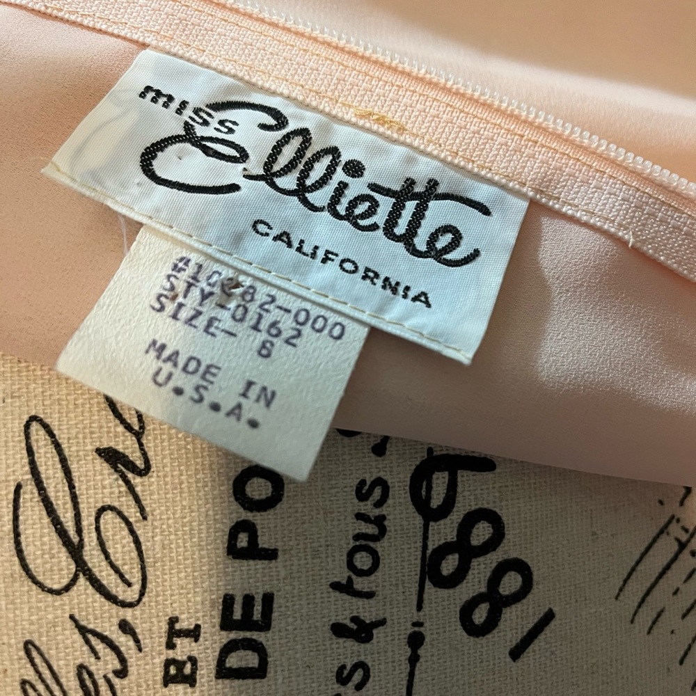 Vintage Miss Elliette Blush Draped Long-Sleeve Dress Size 8 - Picture 7 of 8